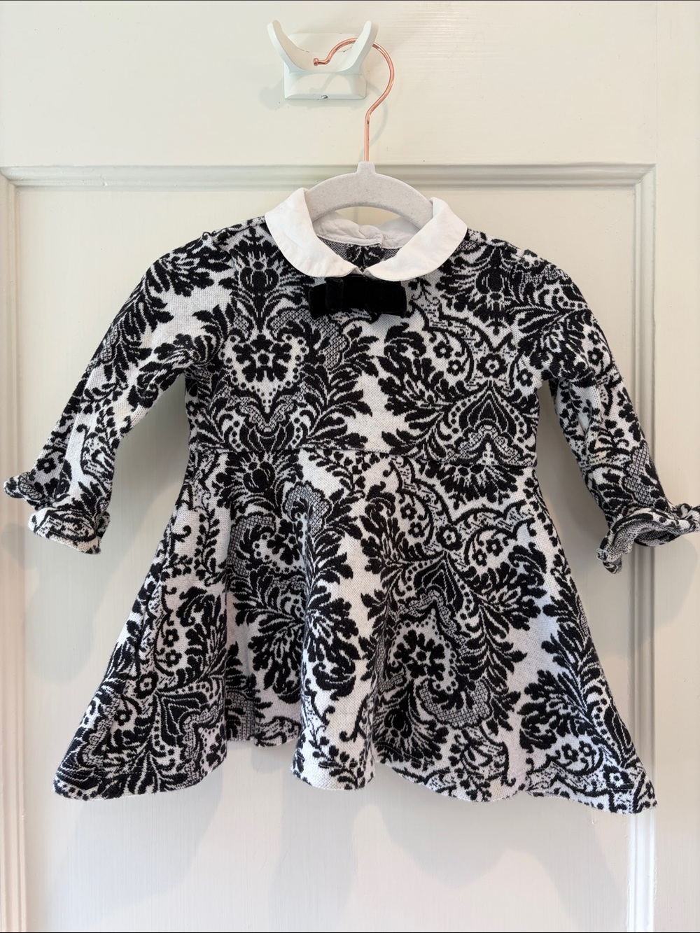 Janie and Jack Knit Sweater Dress Black White 6-12 months